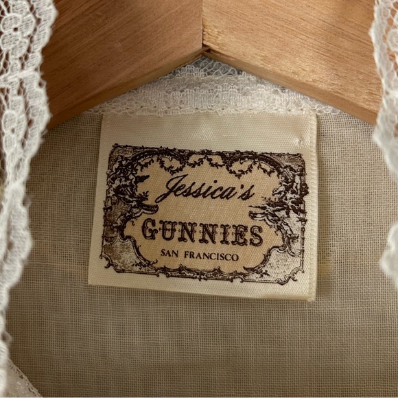Vintage 70’s Jessica's Gunne Sax Gauzy Cream Lace Edwardian Prairie Blouse - Picture 11 of 12